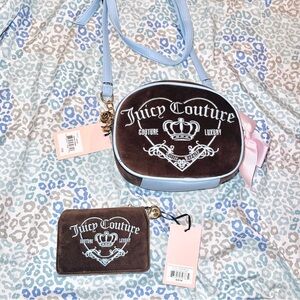 New Brown Juicy Couture Purse + Wallet Set NWT Vintage Style Luxury Crossbody